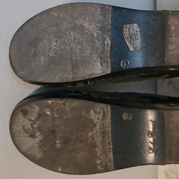 Lucky Brand Vintage Y2K Black Gray Leather Suede Mules Peace Wings Retro Wmns 7 - Picture 13 of 16